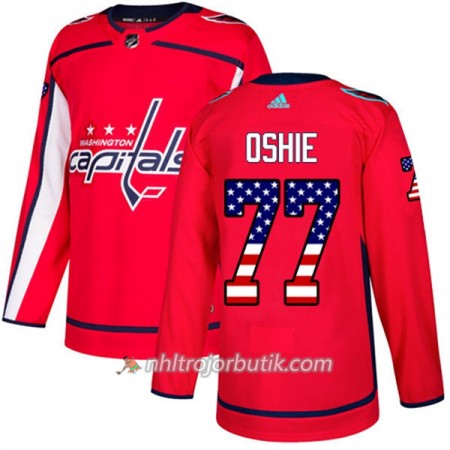Män Ishockey Washington Capitals Tröja T.J. Oshie 77 Adidas 2017-2018 Röd USA Flag Fashion Authentic Män Ishockey Washington Capitals Tröja T.J. Oshie 77 Adidas 2017-2018 Röd USA Flag Fashion Authentic